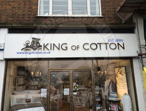 Retail Sign Shop Sign King of Cotton Fascia