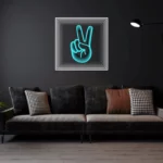 PeaceSign-LIGHT-BLUE Infinity Mirror