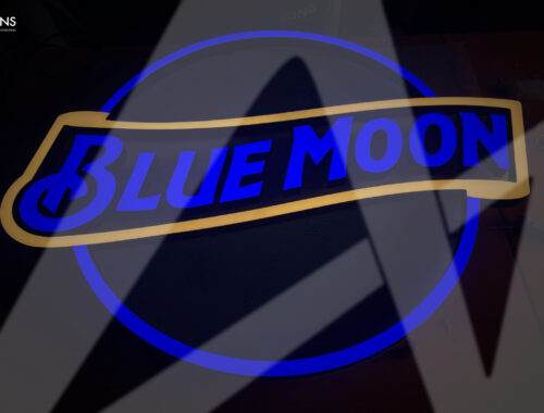 Blue Moon Faux Neon Sign Block Acrylic